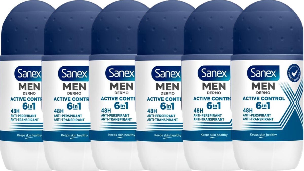 Bol.com 6x Sanex Deo Roll-on Men - Dermo Active Control 50ml aanbieding