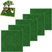 Allecto Plus - 5 stuks kunstgras voor mini-tuin decoratie DIY - Ambachtelijke creaties - Mini-gazon - Tuindecoratie - 15 x 15 cm