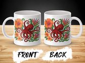 Tropische Octopus Mok, Hibiscus Bloemen, Oceaan Thema, Koffiemok, Cadeau Idee, Zeeleven, Bloemen Design Mok, Nieuwe Mok