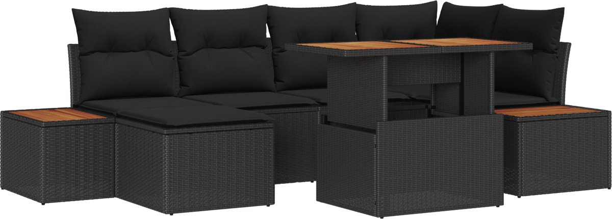 vidaXL - Tuinbank - Set - 7 - pcs - Zwart - en - Bruin