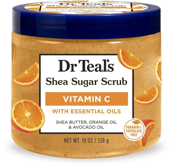 Foto: Dr teal s shea sugar body scrub citrus with essential oils vitamin c sinaasappelolie en avocado olie 538g