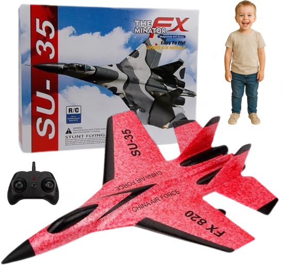 Velours Max® - RC Vliegtuig - Rood - Afstandsbediening - Straaljager - TIKTOK - FX-620 - Drones - Vliegtuigen - Vliegtuigen Speelgoed - Speelgoed - Op Afstand Bestuurbaar - Oplaadbaar - MAX 50 KM/U