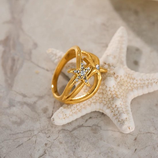 Cliste Couture - Ring Double Star - Bijoux - Bague Ring - Doré - Bagues Bagues