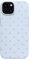 Coque compatible avec iPhone 15 - Blauw - Casemania Coque arrière robuste en Siliconen avec imprimé Hartjes