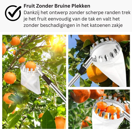 Fruitplukker Met Steel - 240CM - Verstelbare Steel - Appel Plukker - Fruit Plukker - Appelplukker - Voor Peren - Voor Perziken - Voor Appels - Voor Pruimen - Voor Abrikozen van TalenTools — afbeelding 3
