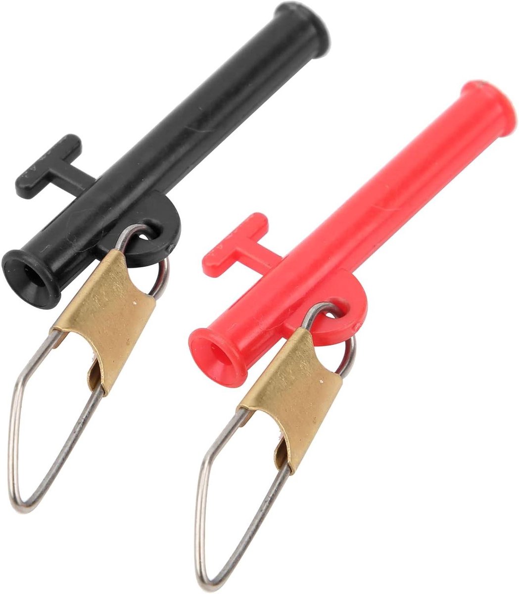 Allecto Plus - 40 stuks Vissen Sinker Slide met Metalen Snaps en ABS Clip - Outdoor Vissen Accessoires voor Boot, Strand en Pier - Zwart Rood inbegrepen