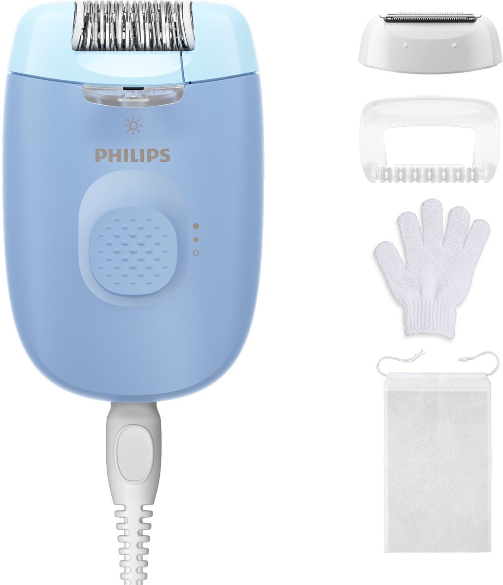 Philips Series 4000 Epilator en scheerapparaat - langdurig haarvrij - Blauw - Met snoer en LED lamp - BRE247/00 — afbeelding 2