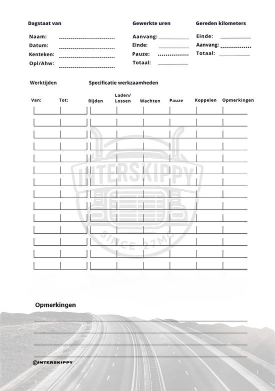Mandiverse Chauffeurs logboek - Dagstaat, planner, jaarplanner - Bol
