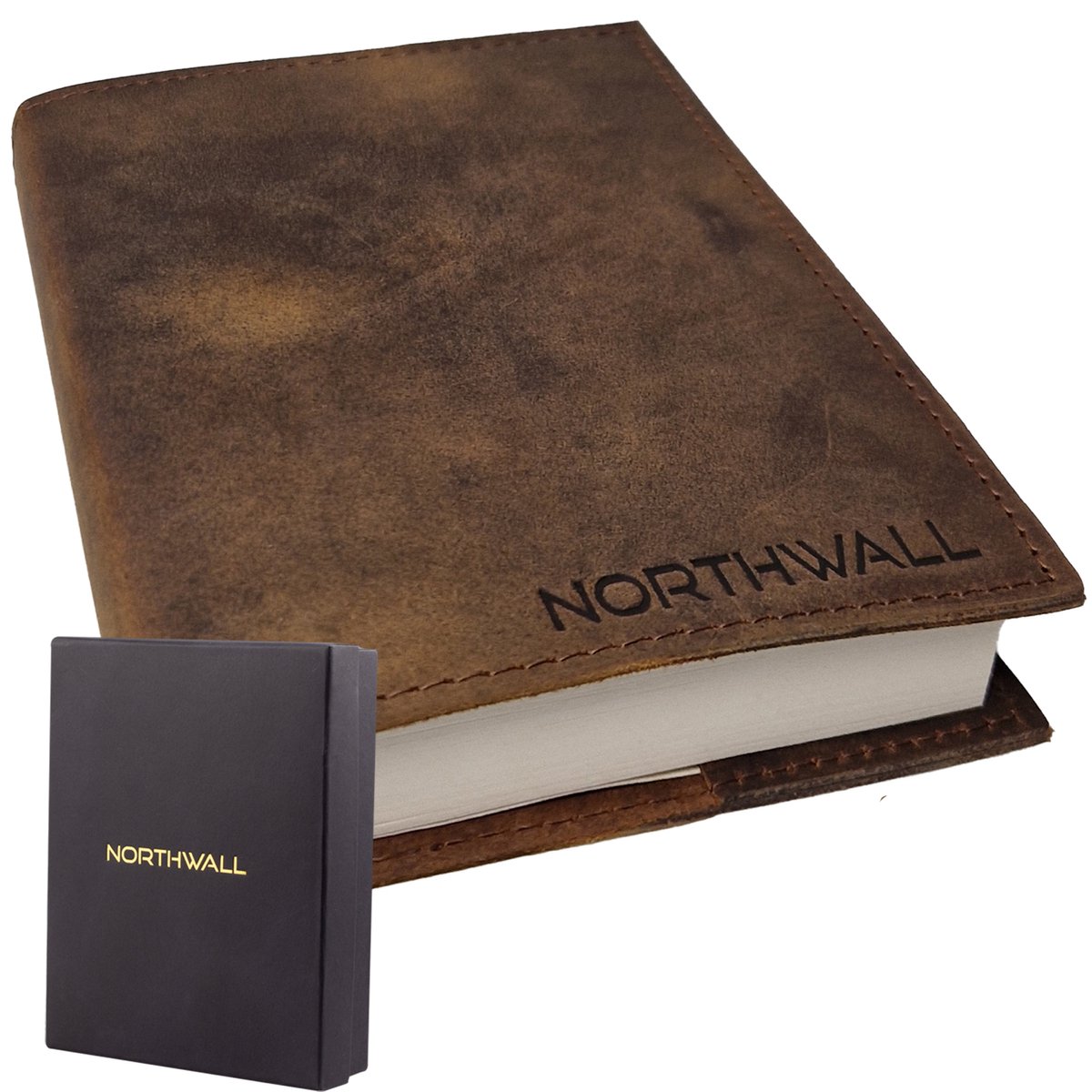 Northwall Journal Notebook - Notitieboek - 100% Leer - 100 grams papier - 200 Blanco Pagina's (100 vellen) - Prachtig Schetsboek in Cadeau Verpakking
