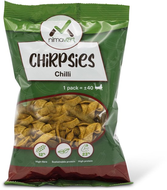 Nimavert Krekel Chips Chirpsies Chili - eiwitrijk en in de oven gebakken