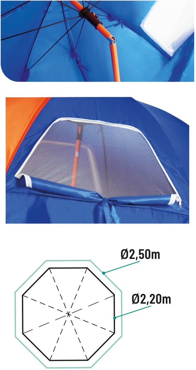 Colmic Beach Umbrella 2.5m - Visparaplu