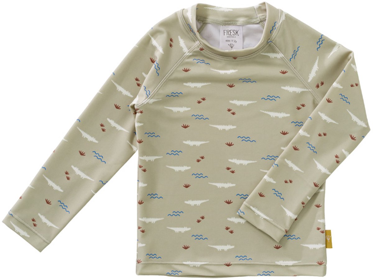 Fresk Zwemshirt 86 - Sneldrogende Zwemkleding voor Kinderen - UPF 50 - Zwemshirt voor Jongens - Zwempak met Lange Mouwen - Groen - Crocodile