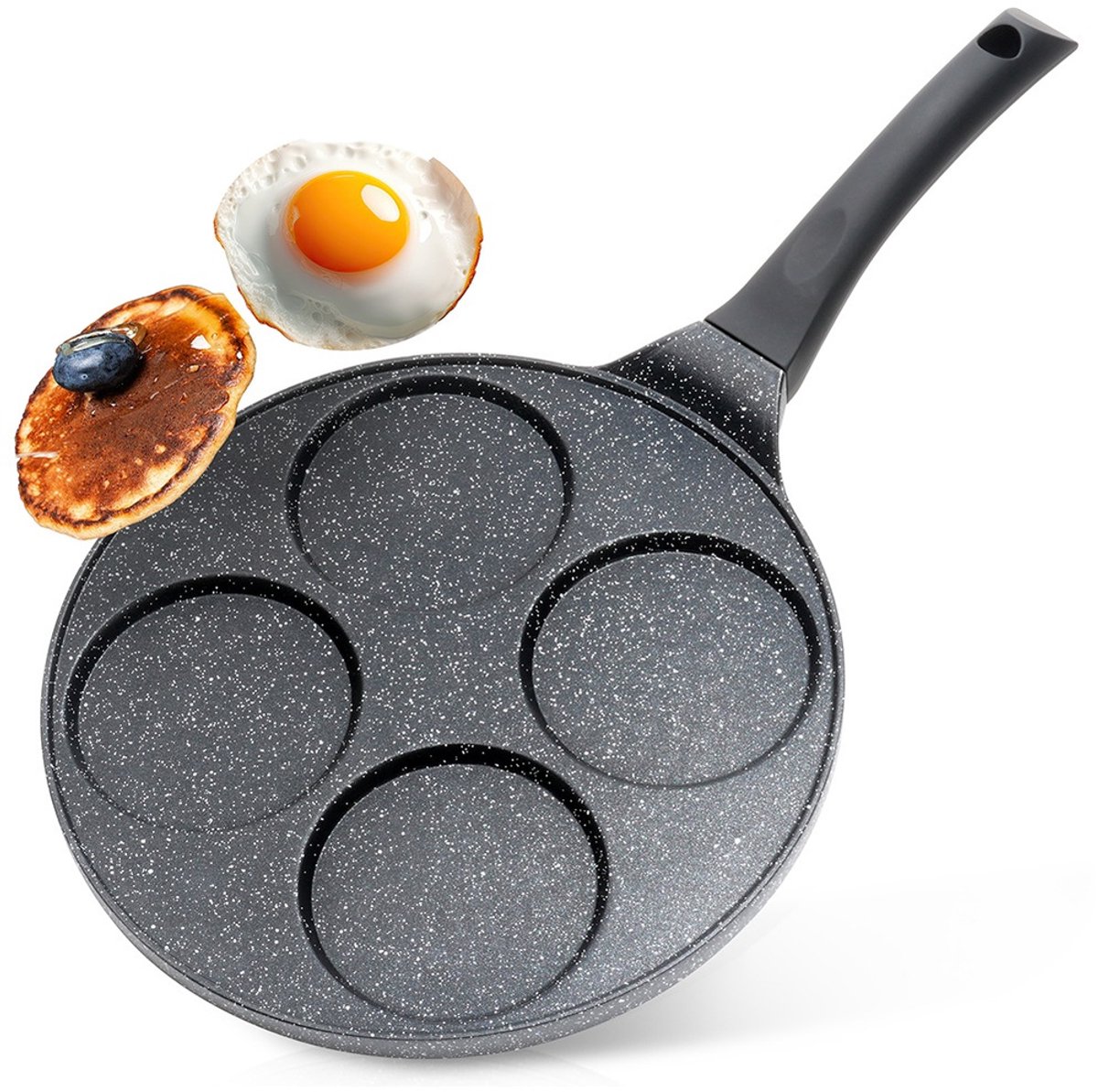 Eierpan Graniet 4 Gaten BLACK LINE 26 cm - Omeletpan - Egg Koekenpan - Pannenkoekenpan - Pancake