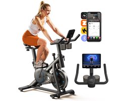 MERACH Hometrainer fiets- 16 Niveaus Weerstandsysteem Fitness Fiets - Met Trainings APP - LED-scherm - Trainingscomputer - Met tablethouder 2 Bekerhouders - Compatibel met Zwift & Kinomap - Max 135KG gebruikersgewicht en tot 1.95m
