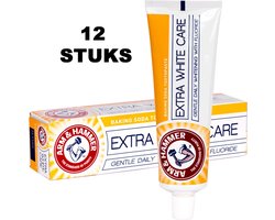 12 Tubes Arm & Hammer - Dentifrice blanchissant - Extra White - 125 grammes - Bicarbonate de soude - Dents Witte - Dents plus blanches - Dentifrice blanchissant - Pack économique