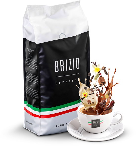 Brizio Lungo Italiaanse Koffie – 1 kg Koffiebonen - Vers Gebrand – Premium Italiaanse Koffie – Medium Roast – Gebalanceerde Body met Rijke Aroma’s – Perfect voor Espresso, Lungo & Koffiemachines