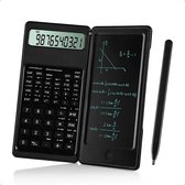 Tech Essentials® Wetenschappelijke Rekenmachine Met Digitale Notitieblok En Pen - Zwart | Grafische - Groot - Grote Toetsen - Bureau - School - Studie - Studenten - Kantoor - Schrijven - Kladblok