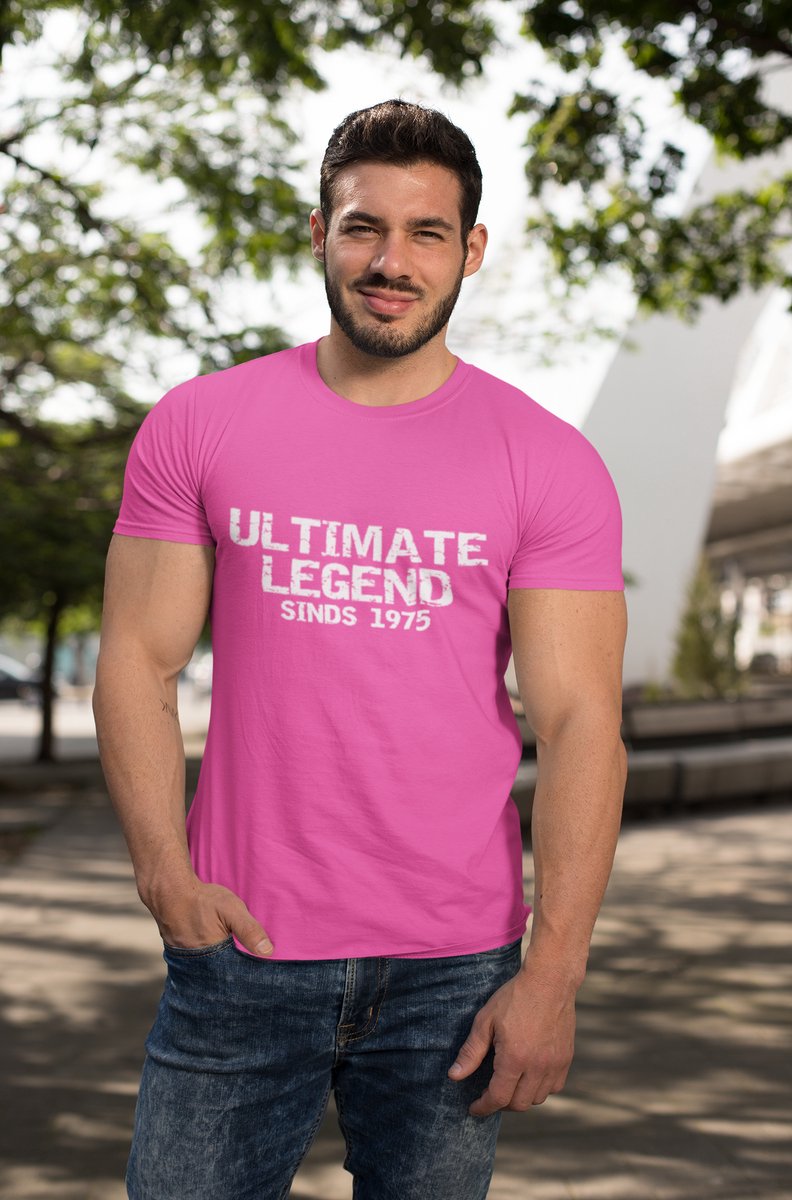 1975 Jaar Roze T-shirt heren - Maat XXL - Ultimate Legend - Verjaardag Cadeau Mannen - Limited Edition