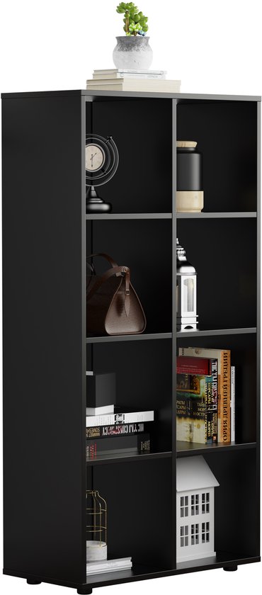 VDD - Vakkenkast - Boekenkast - Wandkast - Opbergkast - Zwart - 8 vakken