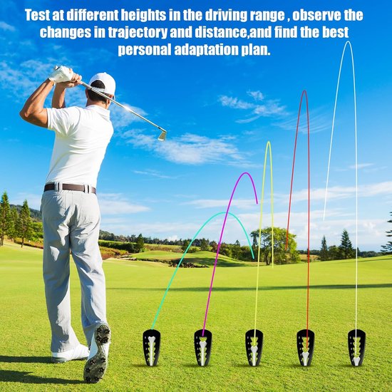 2 stuks Golf tee hoogteversteller - Hulpmiddel voor het aanpassen van de tee hoogte - Golf trainingshulpmiddel - Verstelbare tee hoogteverhoger - Hoogtemeetapparaat - Geschikt voor golfballen - Zwart van Merkloos — afbeelding 3