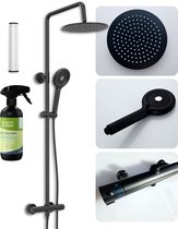 VITASENSE™ XXL Regendouche set met filter – Douchekop 6 sproeistanden – Douchekraan met Thermostaatkraan – Doucheset zwart
