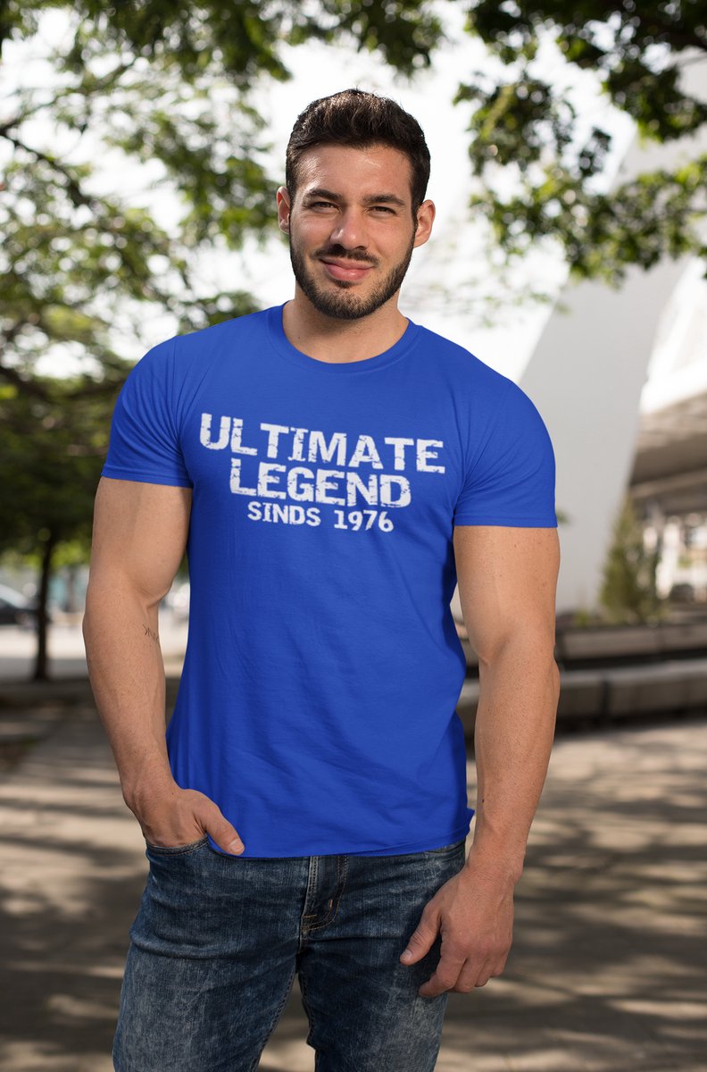 1976 Jaar Blauw T-shirt heren - Maat L - Ultimate Legend - Verjaardag Cadeau Mannen - Limited Edition