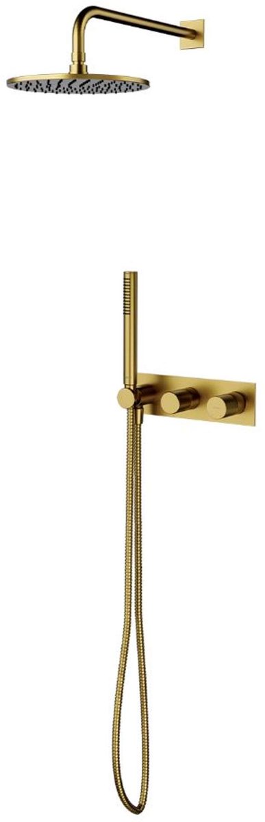 OMNIRES Contour - Doucheset met inbouwkraan, met inbouwdeel, diameter 25 cm, geborsteld goud SYSCT10GLB