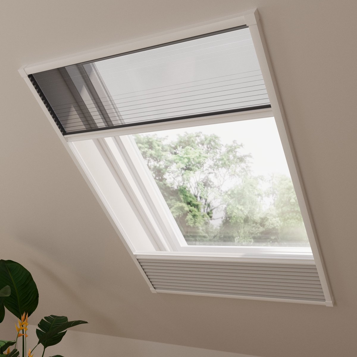 Dakraam hor plissegordijn Multi - Verduisterend - Grey - 100 x 160