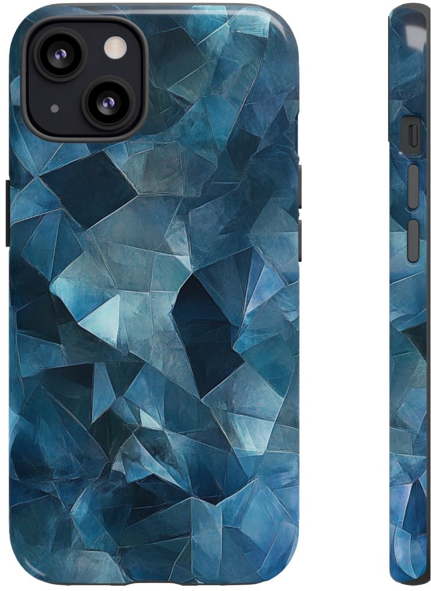 Blauw Gekristalliseerd Abstract Patroon – Telefoonhoesje Geschikt voor iPhone 13