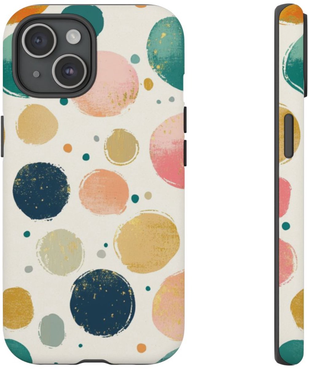 Vrolijk Abstract Stippenpatroon – Telefoonhoesje Geschikt voor iPhone 15