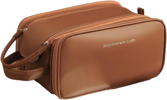 Trousse de maquillage multifonctionnelle pour femme - grande capacité - trousse de maquillage de voyage, marron
