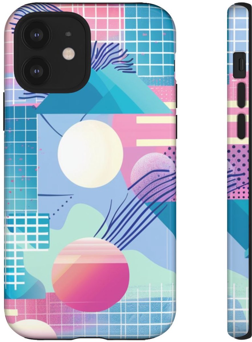 Abstract Geometrisch Patroon in Pasteltinten – Telefoonhoesje Geschikt voor iPhone 12