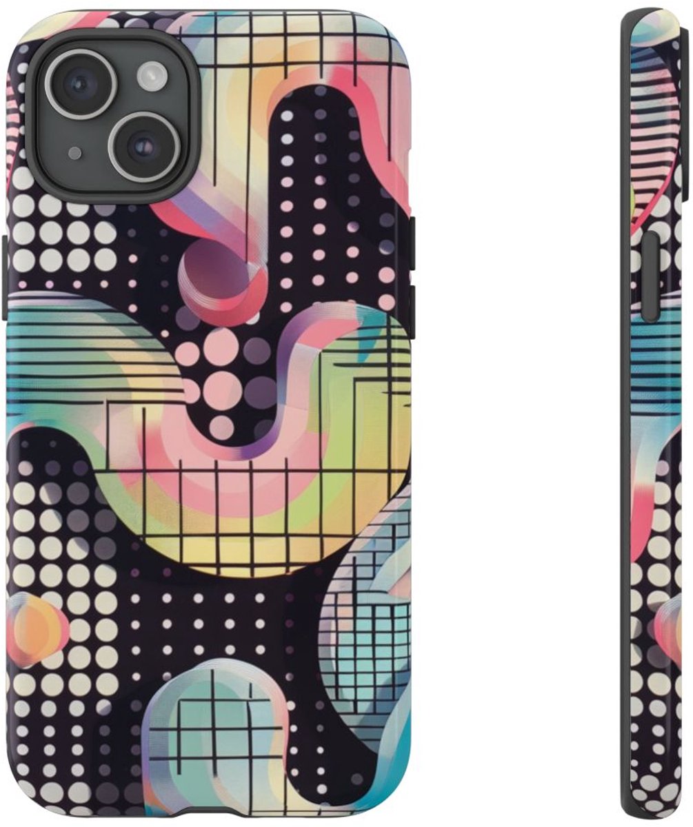 Kleurrijk Abstract Geometrisch Patroon – Telefoonhoesje Geschikt voor iPhone 15 Plus