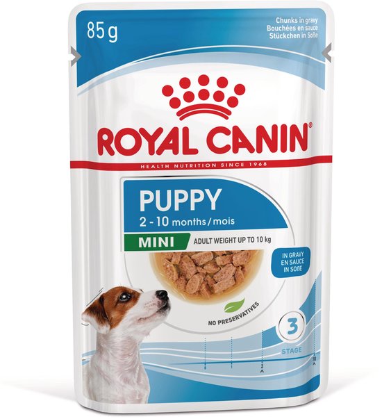 Royal Canin Puppy Mini brokjes in saus, 85g, voor puppy's van 2-10 maanden.
