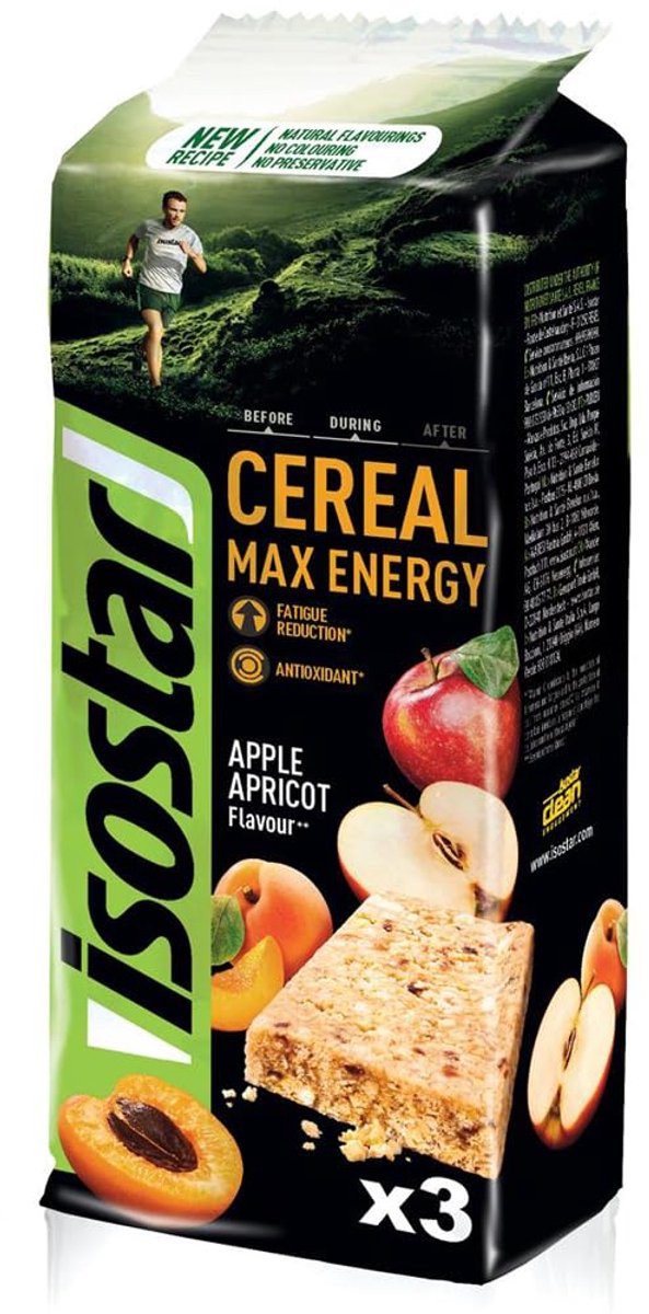 Isostar - Cereal Max Appel Abrikozenrepen - Energierepen, Koolhydraten en Vitaminen - Energievoorziening - 3 x 55 g - 193967