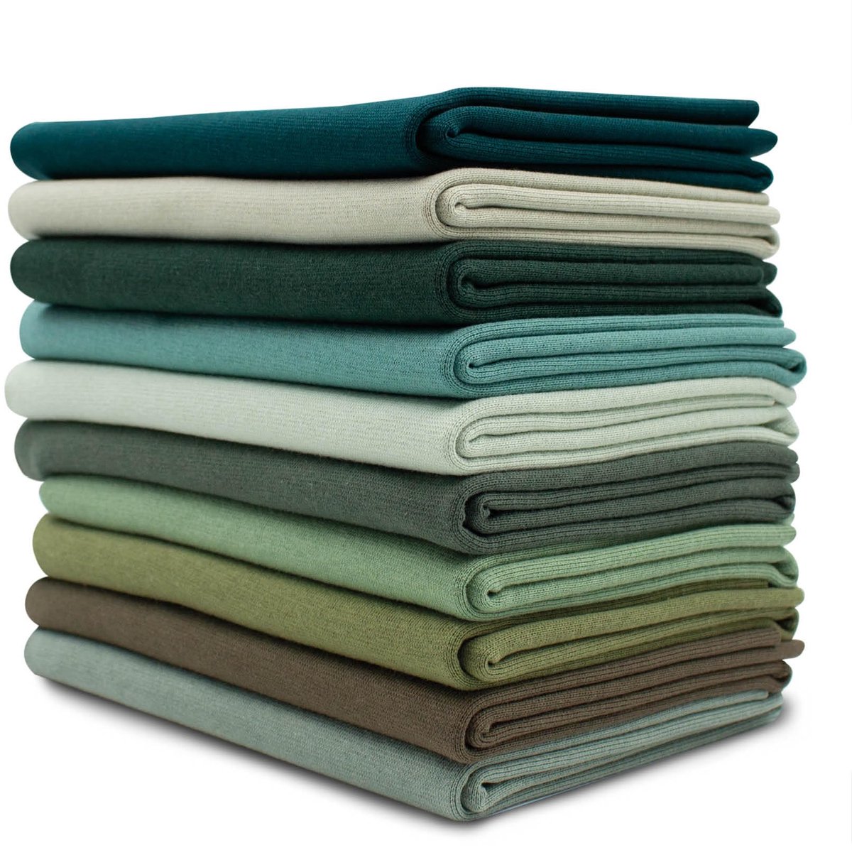 10x 0,25m manchettenstofset buisvormige stof 95% katoen, 5% elastaan selectie jersey (groen 2, set van 10)
