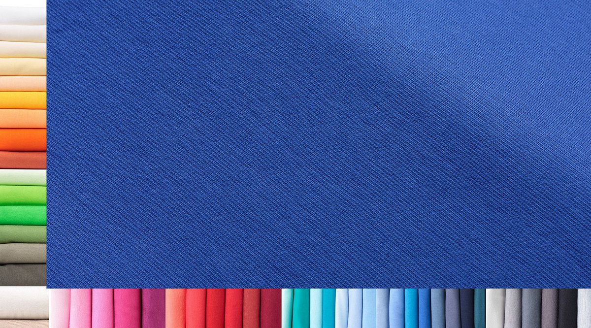 Manchetstof XXL per meter | Dubbel: 75 cm breed | Enkel: 150 cm breed | Kleur: 40 Royal Blue | 0,75 m lang | 96% katoen, 4% elastaan | Jersey | 1buy3 | Basisprijs per vierkante meter: € 11,10