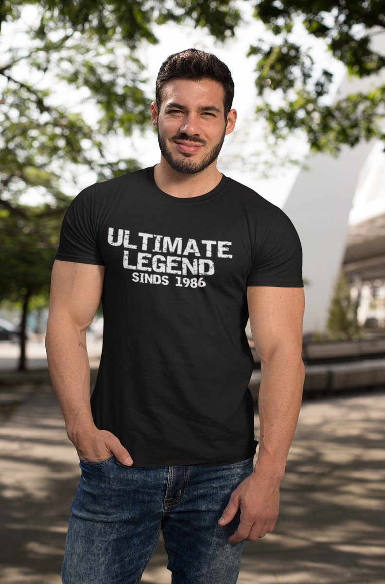 1986 Jaar Zwart T-shirt heren - Maat S - Ultimate Legend - Verjaardag Cadeau Mannen - Limited Edition
