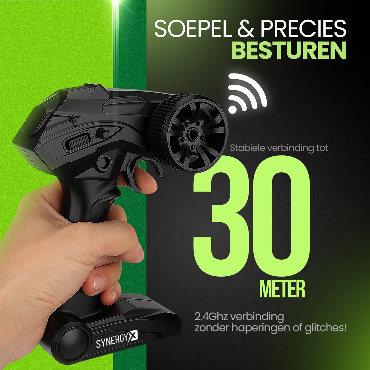 Synergyx® Bestuurbare Auto - RC Afstandsbestuurbare Raceauto met 2 Accu's - Speelgoed voor Jongens & Meisjes - voor Binnen & Buiten - Radiografisch Afstandbestuurbaar - Auto Bestuurbaar - Volwassenen & Kinderen — afbeelding 12
