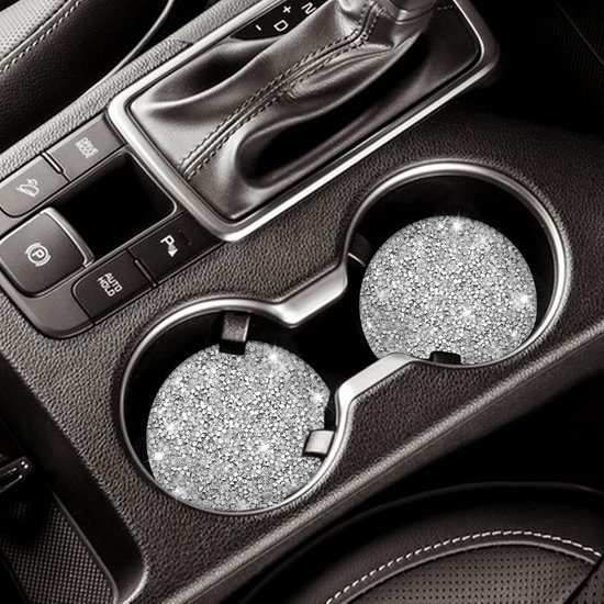 AOZUO Car Cup Coaster, 2 Pcs Bling Cup Holders, Crystal Rhinestone Non-Slip Shockproof Vehicle Holders Coasters Drinking Cup Mat Universal Insert Car Interior Accessories for van AOZUO — afbeelding 5