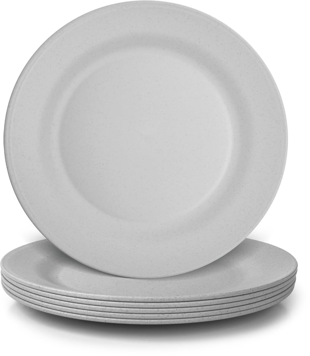 Ibenzoa® Borden Set van 6 Stuks, Grote Platte Herbruikbare Eetborden, Onbreekbaar en BPA-vrij Kunststof
