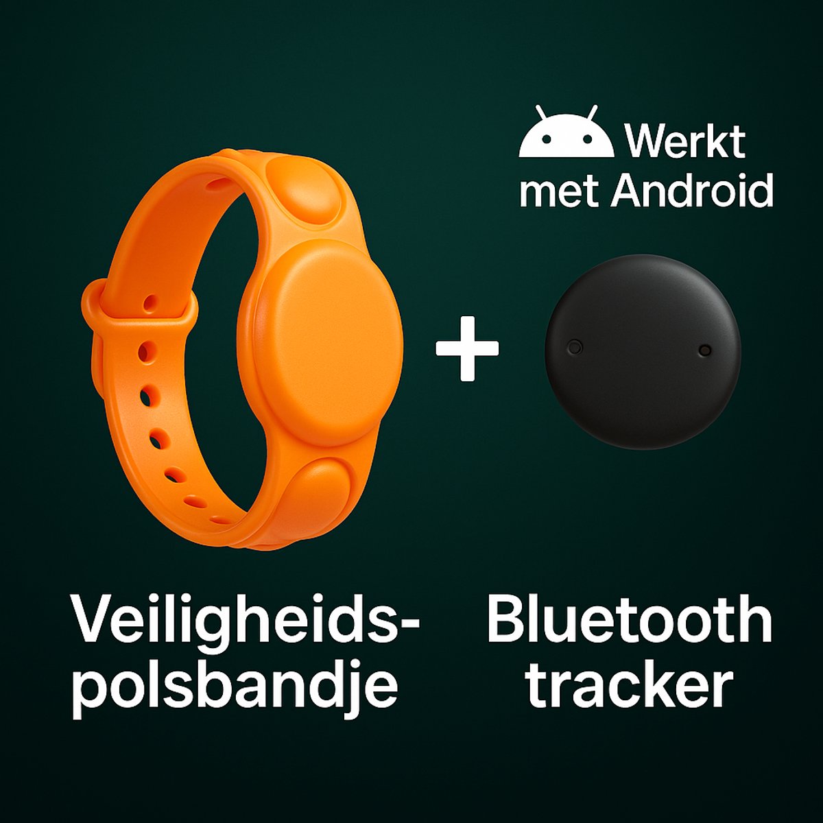 Kinder Bluetooth Tracker Polsband – Werkt met Samsung & Android Google Find My Device (Find Hub) – Ideaal voor Vakantie & Drukke Plekken – Oranje – 2-8 Jaar