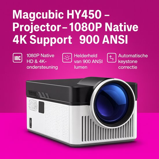 Beamer: [Magcubic HY450] - 1080P/8K - 900ANSI - Auto Keystone - WiFi6 - Android Projector