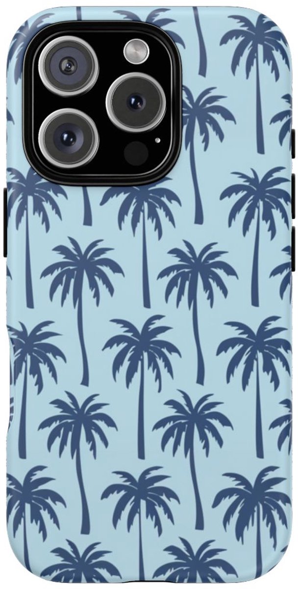 Blauw Palmbomenpatroon – Telefoonhoesje Geschikt voor iPhone 16 Pro