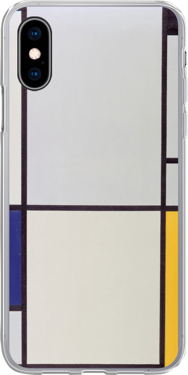 Telefoonhoesje Geschikt voor iPhone X hoesje - Tableau I - Piet Mondriaan - Siliconen Telefoonhoesje Telefoonhoesje
