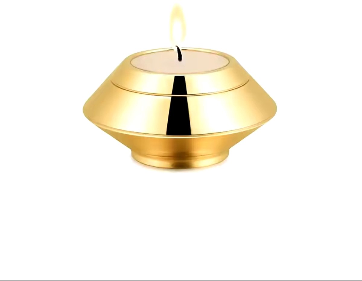 Mini urn - Waxinelichthouder - goud kleurig - Met waxinelichtje - Kaars