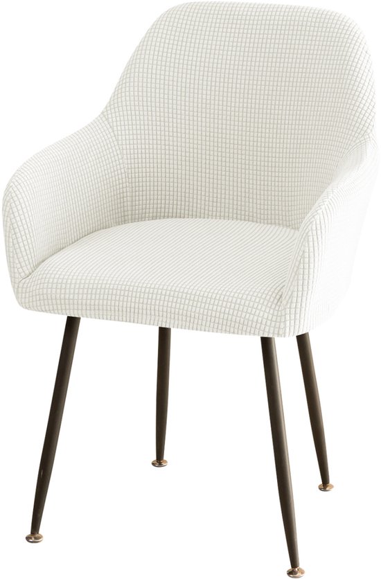 Stoelhoes met armleuning - stoelhoezen - stretch eetkamerstoelen - armleuning stoelhoes - stoelhoes - stoelhoezen met armleuning universeel voor eetkamer - keuken - 1 stuk - wit