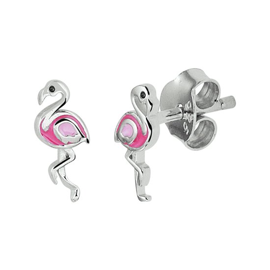 Yep! - Boucles d'oreille clous Flamant Rose - Argent