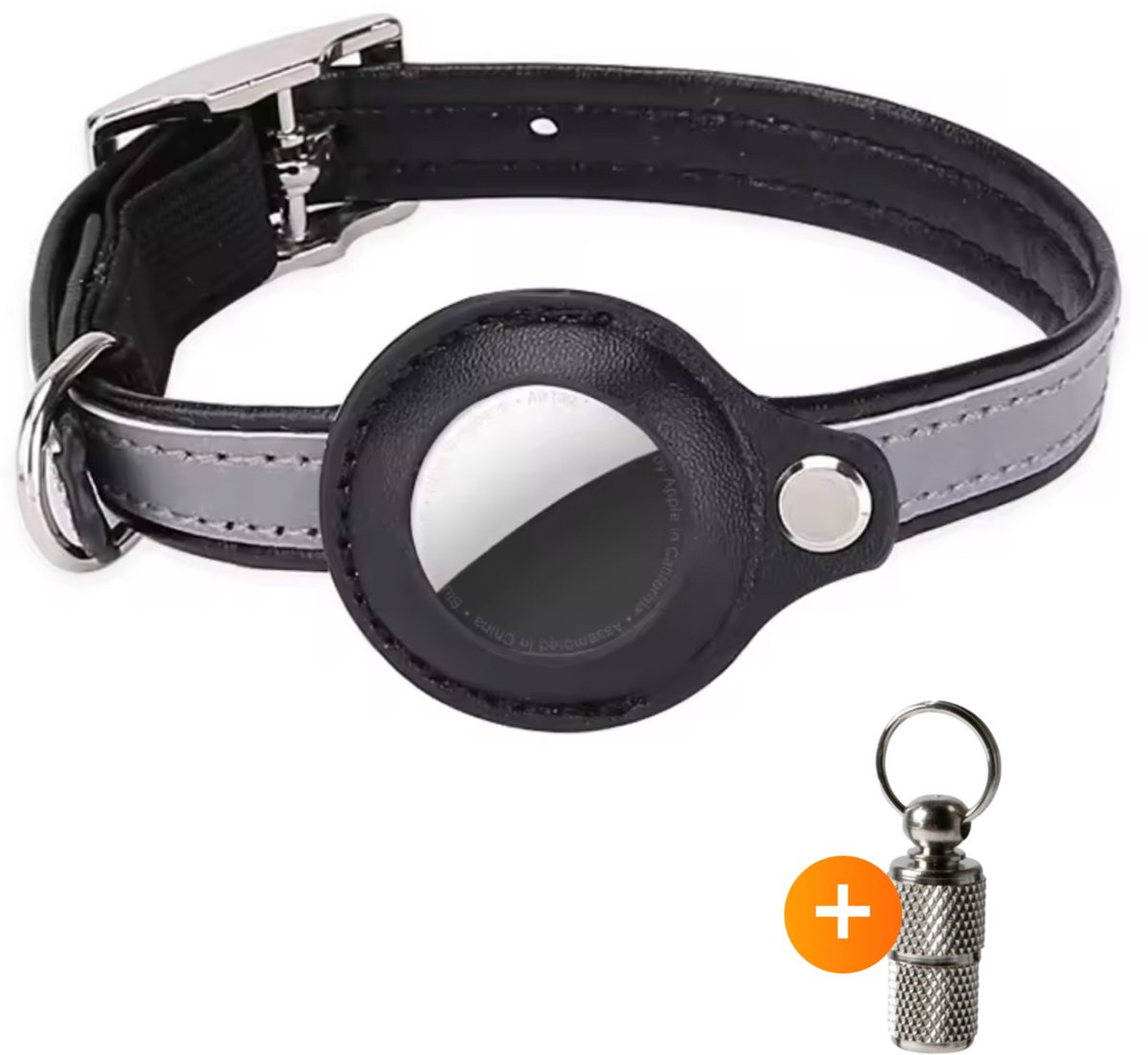 Bol.com ACE PETS - Kattenhalsband met houder - Geschikt voor AirTag - Veilig - Reflecterend - Verstelbaar - met adreskoker - Wat... aanbieding
