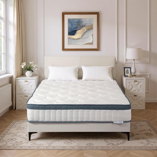 Matras Tribesigns - Matras 90x200 - 25cm d'épaisseur - Matelas à ressorts ensachés avec mousse à mémoire de forme en gel - avec certificat Oeko TEX - Matras orthopédique 7 Zone - Matelas à ressorts ensachés Dureté moyenne H3